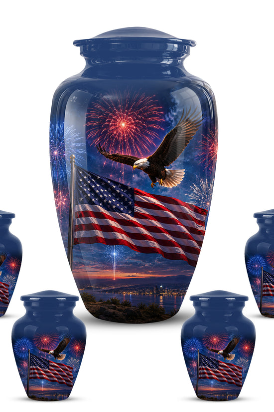 Brown Flying Eagle Cremation Urn - Handcrafted Memorial Urn To Tribute Veterans
