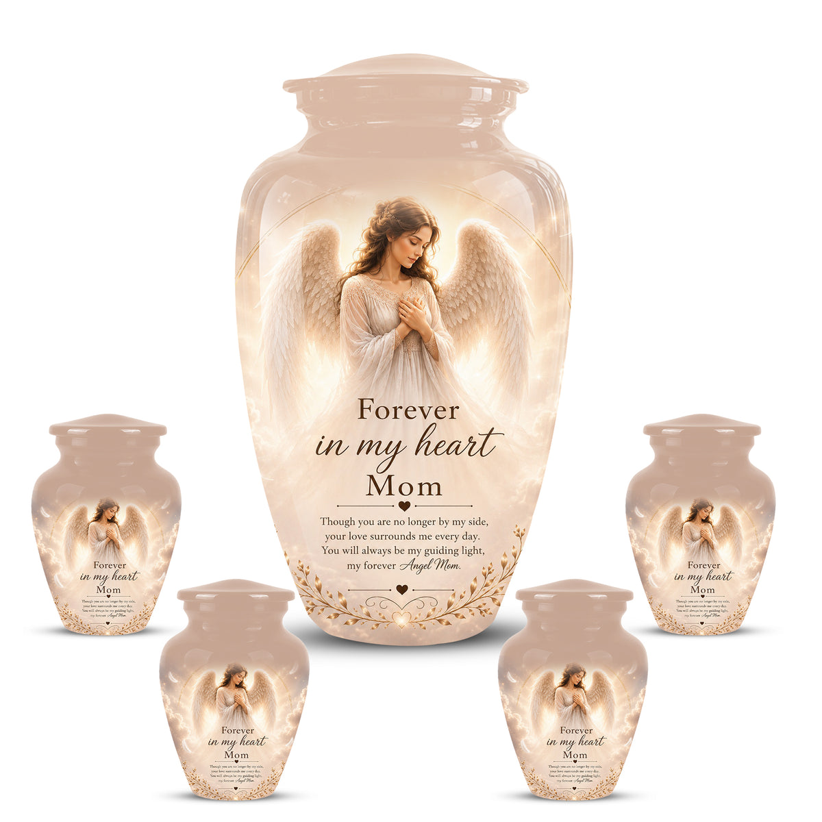 Majestic Angel Mom With Wings Urn - Personalized Quotes Cremation Urn For Ashes