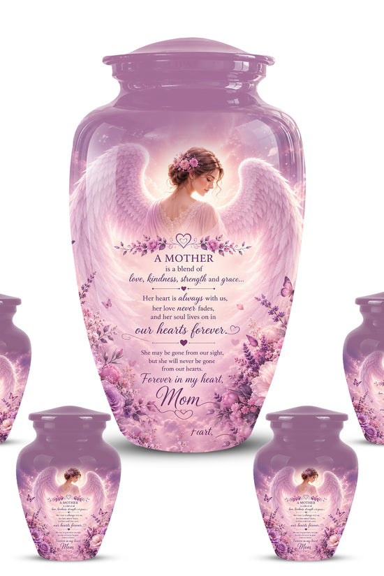 Pink Angel Mom Wings Cremation Urn - Custom Quotes Funeral Urns For Mom