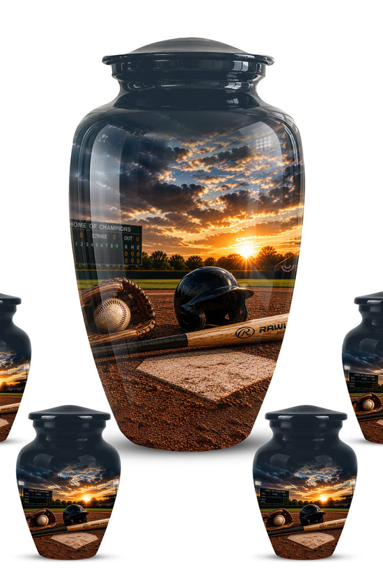 Personalized Baseball Bat & Accessories Urn - Sunset Funeral Urns For Ashes