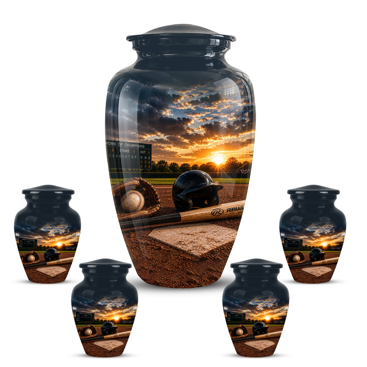 Personalized Baseball Bat & Accessories Urn - Sunset Funeral Urns For Ashes