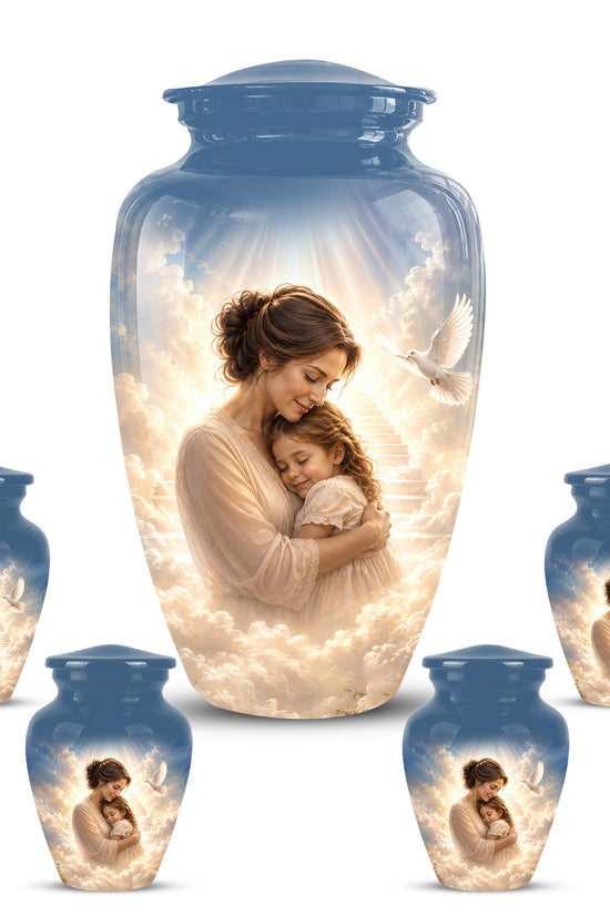 Heavenly Mom With Daughter Urn - Beautifully Customized Urns For Women