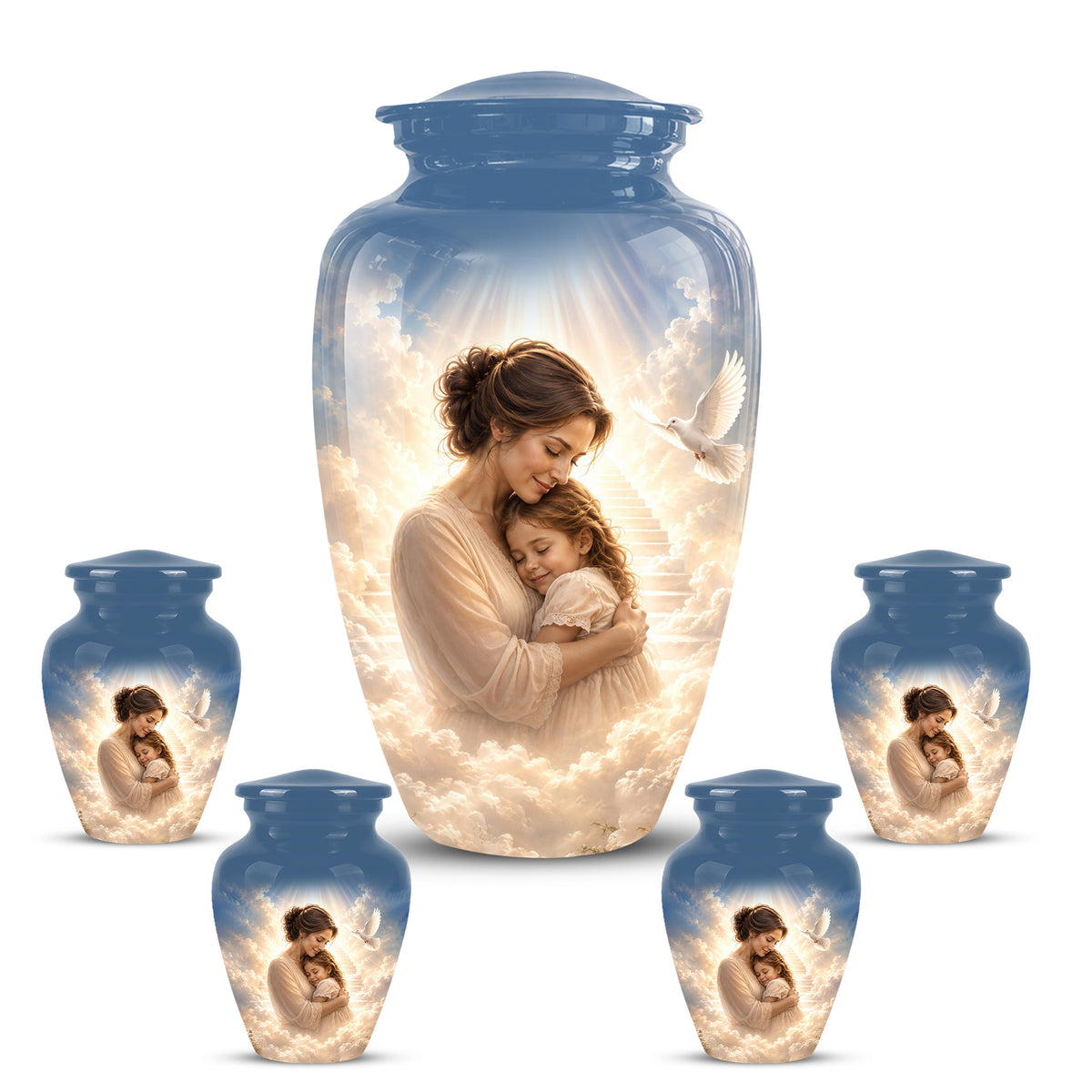 Heavenly Mom With Daughter Urn - Beautifully Customized Urns For Women