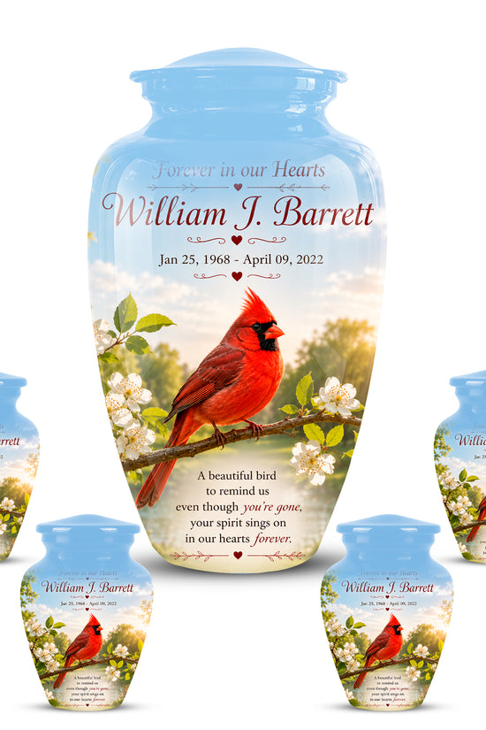 Red Cardinal Bird Urn For Mother - Cremation Urn For Adult Women Ashes