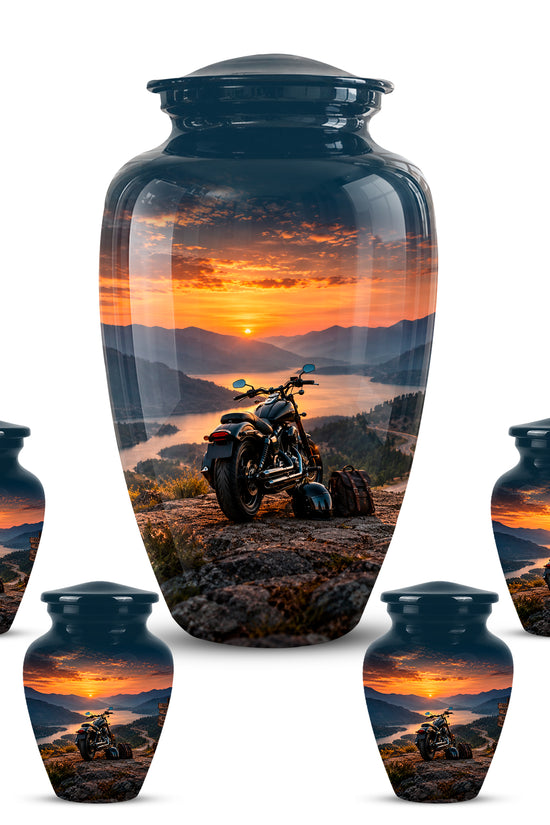 Custom Roadster Biker Cremation Urns - Sunset Mountain Urns For Motorcycle Enthusiasts