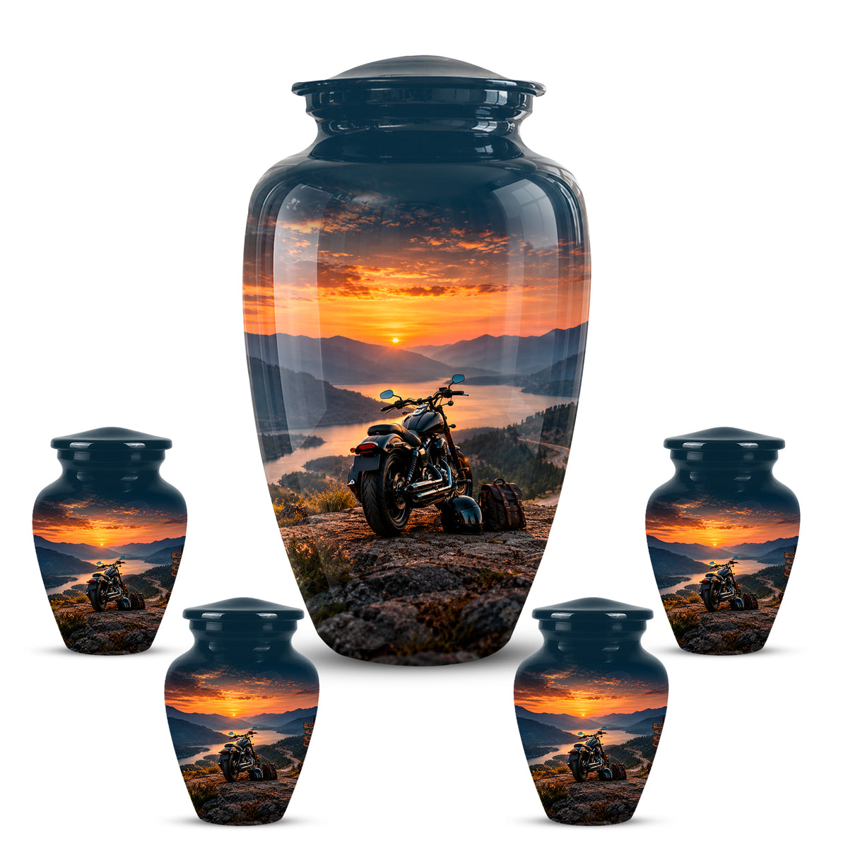 Custom Roadster Biker Cremation Urns - Sunset Mountain Urns For Motorcycle Enthusiasts