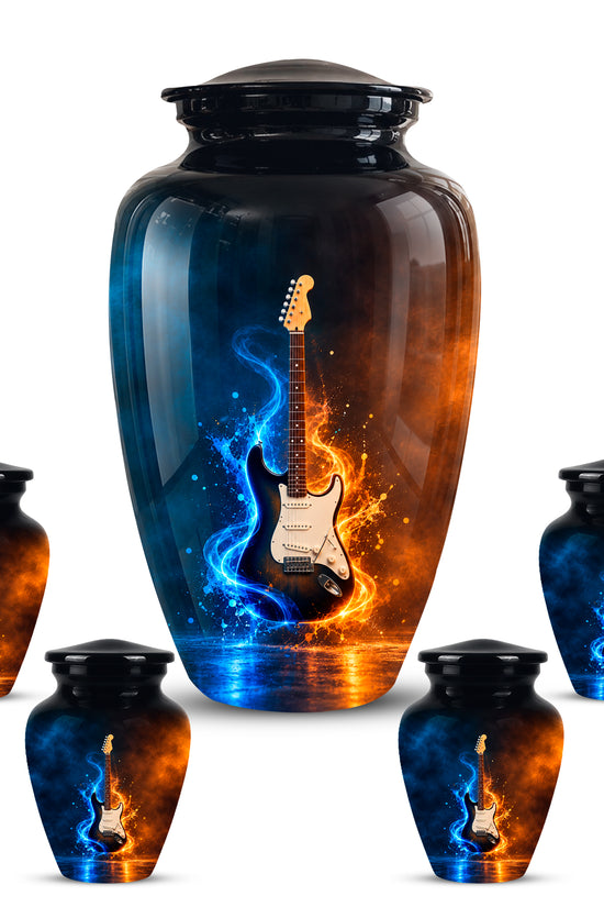Surreal Guitar in a Glass Jar – Artistic Music-Inspired Artwork Urns For Ashes