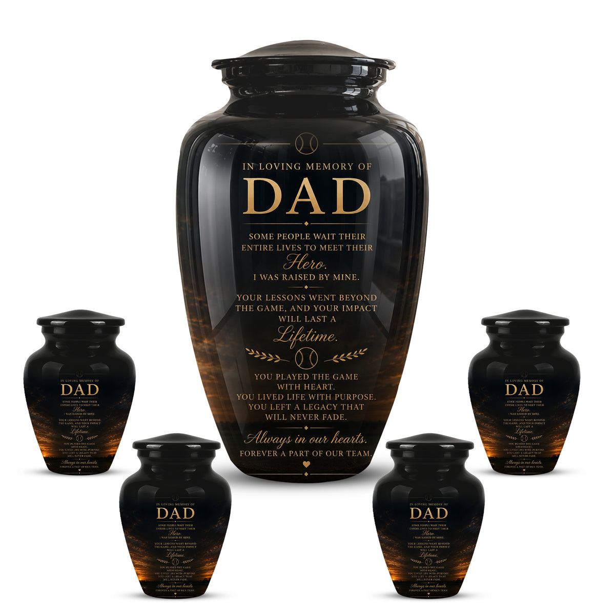 Personalized Black Urns For Dad - Quotes Aluminum Memorial Urns For Father