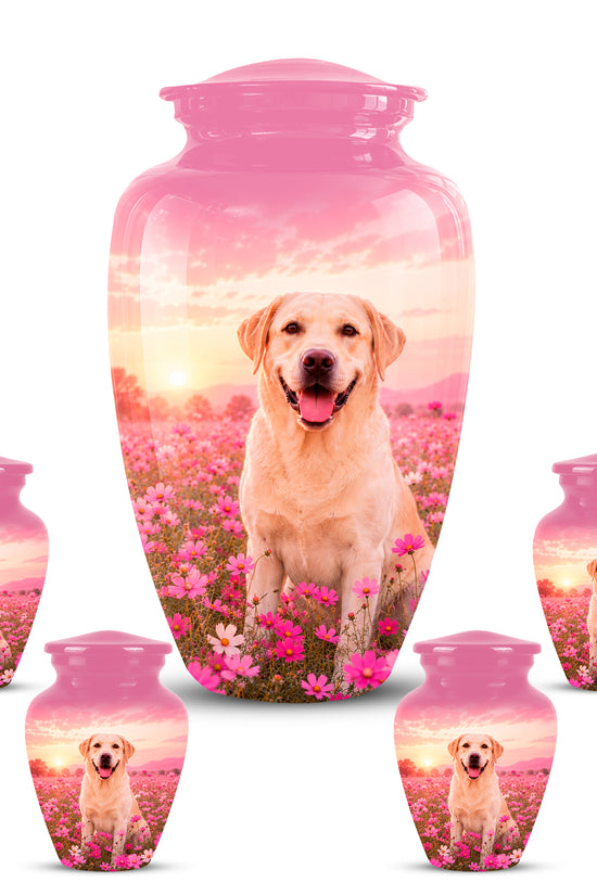 Personalized Golden Retriever Memorial Urn – Custom Pink Photo Keepsake