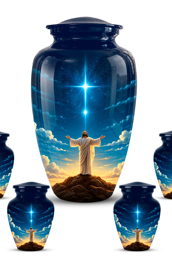 Personalized Jesus Night Light Urn - Spiritual Aluminum Memorial Keepsake