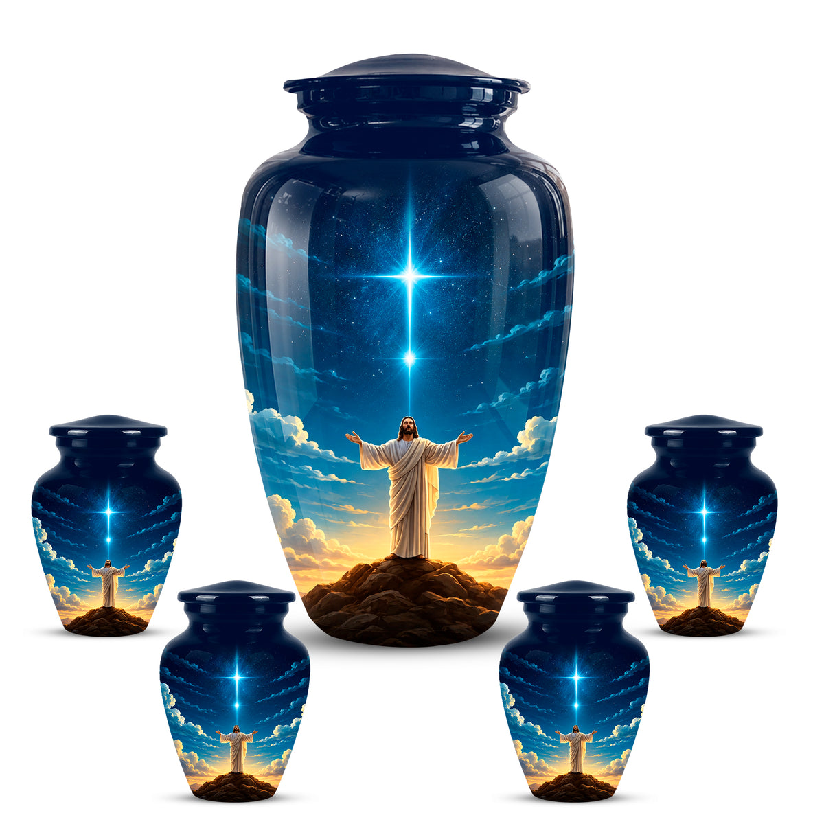 Personalized Jesus Night Light Urn - Spiritual Aluminum Memorial Keepsake