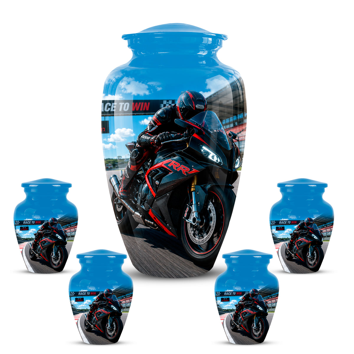 Personalized Motorcycle Rider Cremation Urn – Racing Bike Memorial Tribute