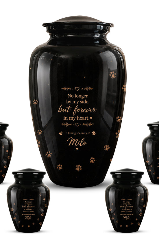 Personalized Black Cat Memorial Urn – Engraved Quote & Paw Prints For Ashes