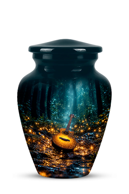 Lustrous Guitar Cremation Urn - Aluminum Memorial Urns For Music Lovers Ashes