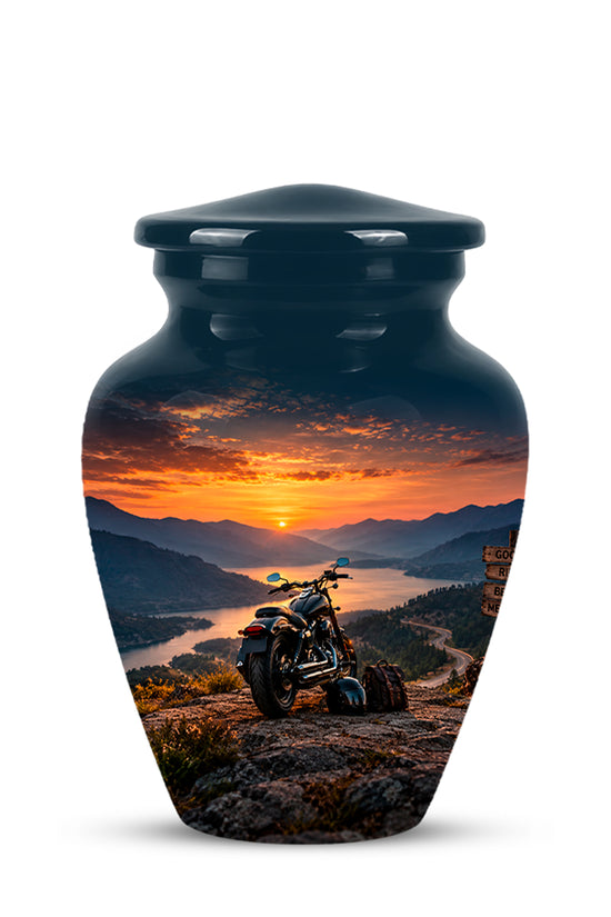Custom Roadster Biker Cremation Urns - Sunset Mountain Urns For Motorcycle Enthusiasts