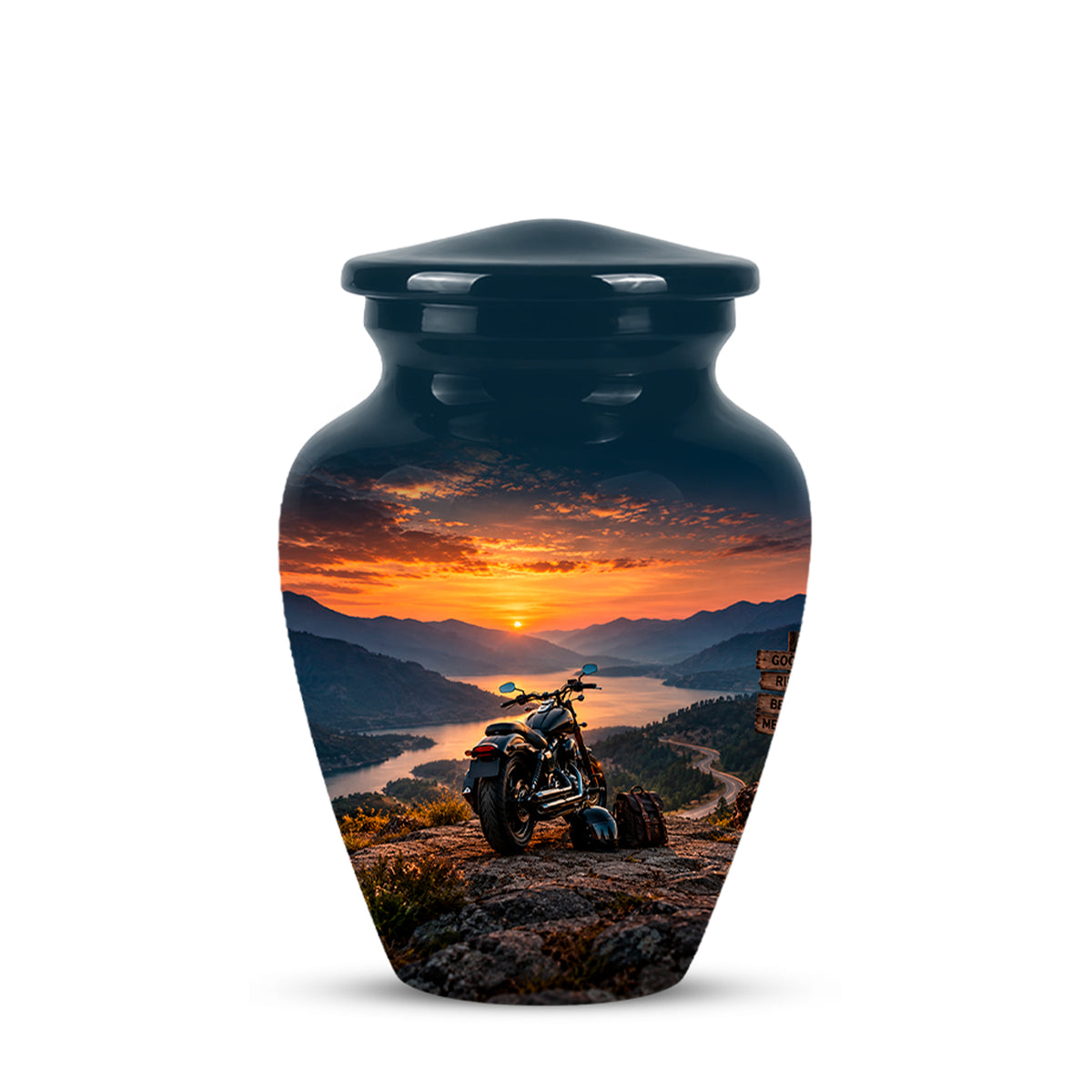 Custom Roadster Biker Cremation Urns - Sunset Mountain Urns For Motorcycle Enthusiasts