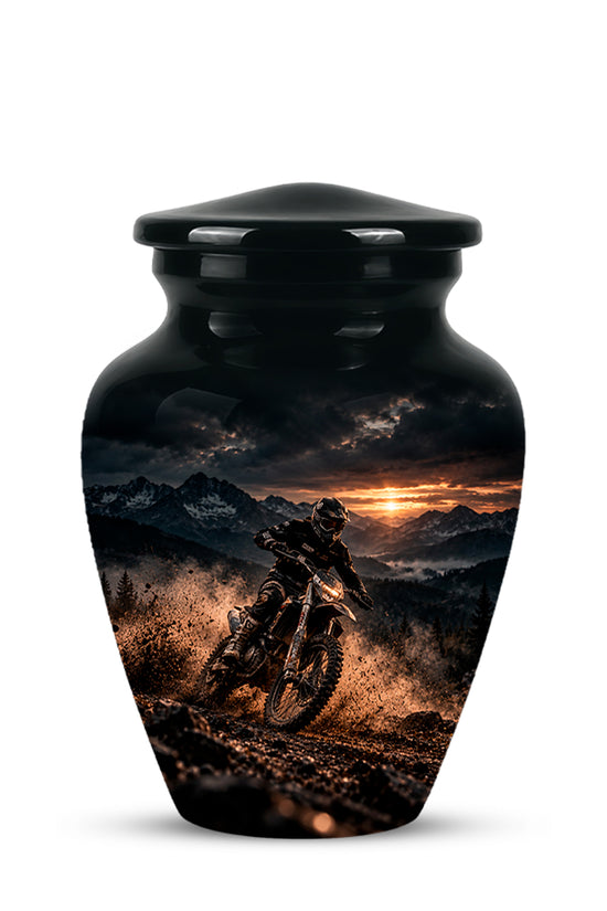 Personalized Dirt Biker Cremation Urn - Custom Aluminum Memorial Ashes Container