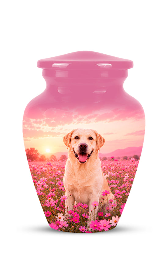 Personalized Golden Retriever Memorial Urn – Custom Pink Photo Keepsake