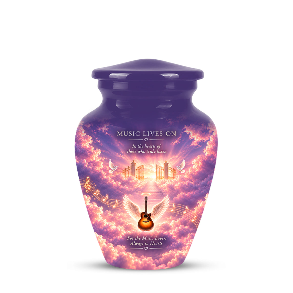 Heaven Gate Angel Wings Guitar Urn - Memorial Urn For Ashes For Music Lovers