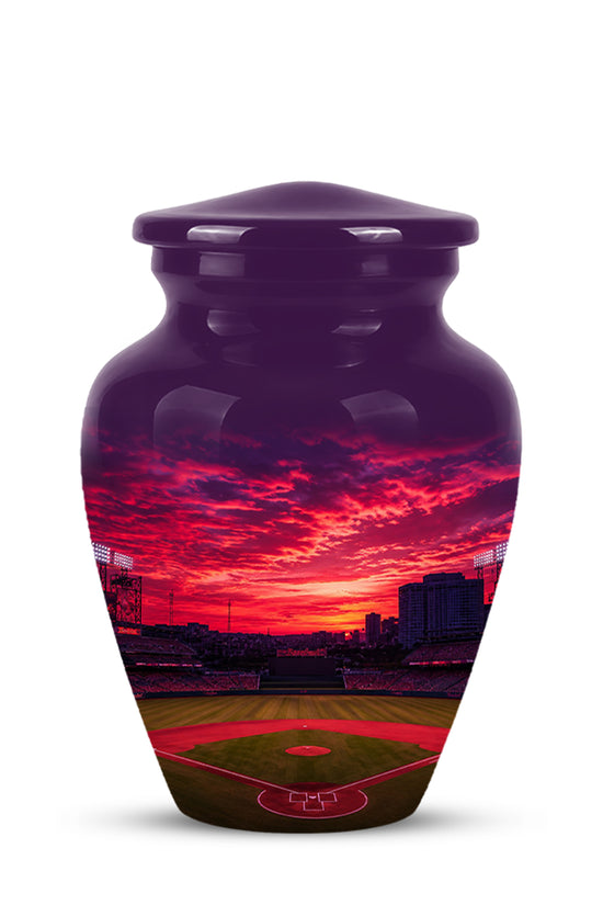 Sunset Baseball Ground Funeral Urn - Custom Burial Urns For Athletes Ashes