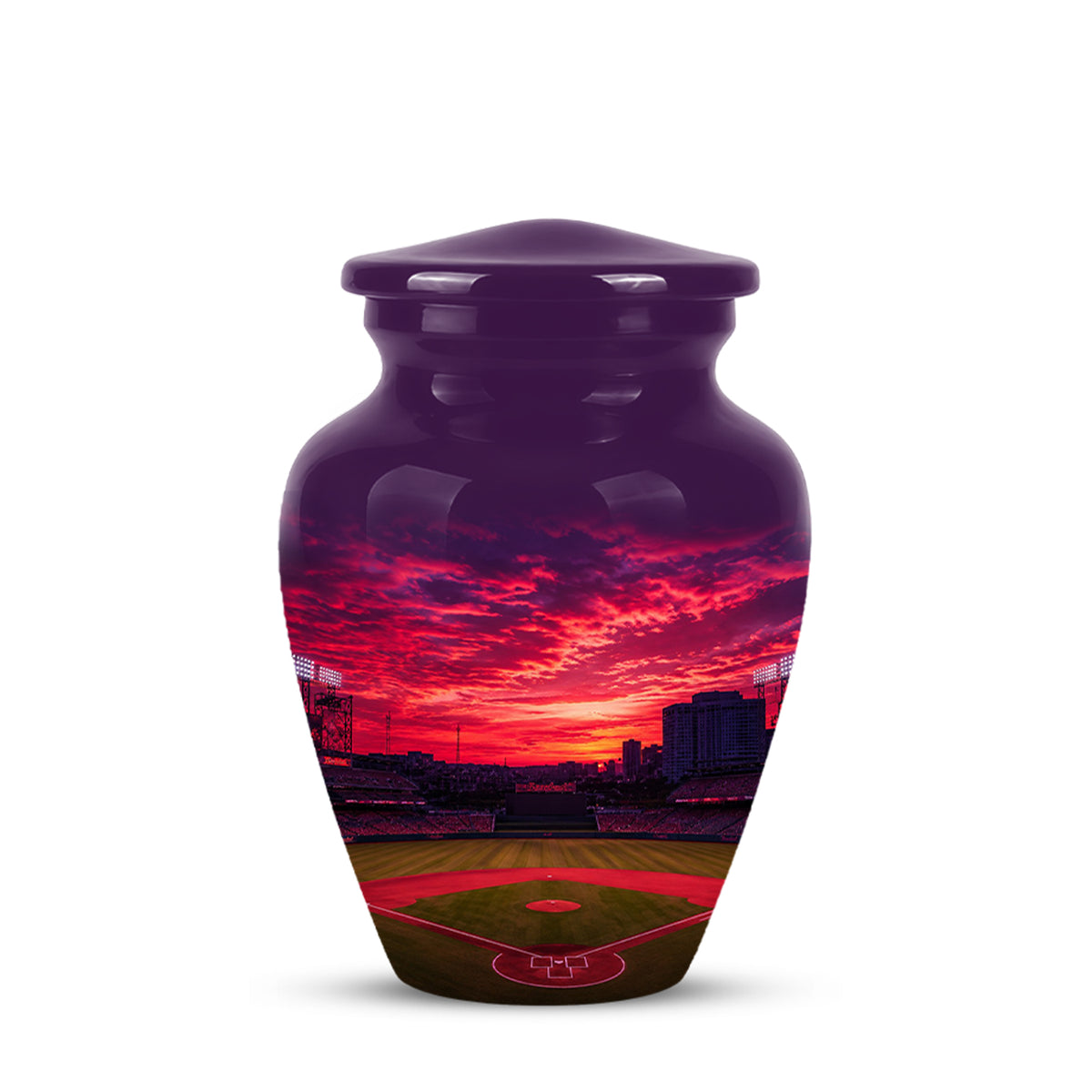 Sunset Baseball Ground Funeral Urn - Custom Burial Urns For Athletes Ashes