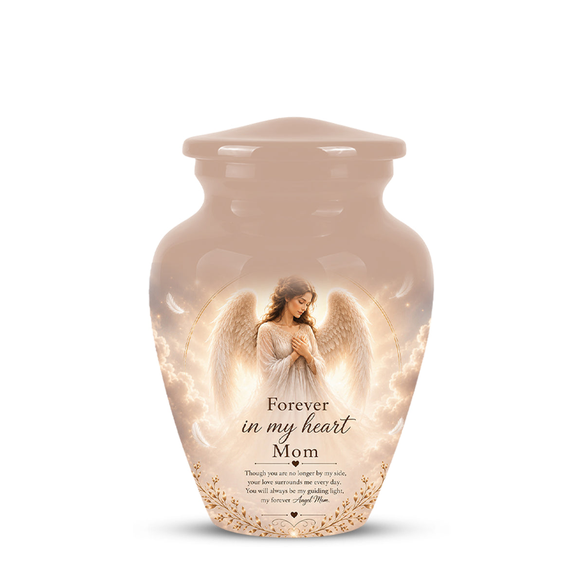 Majestic Angel Mom With Wings Urn - Personalized Quotes Cremation Urn For Ashes