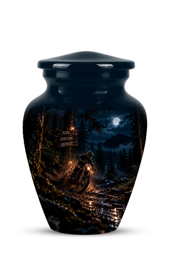Personalized Dirt Biker Cremation Urn - Moonlight Mud Motorbike Memorial Urns