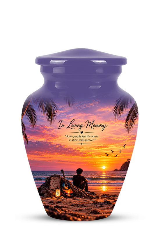 Guitar Sunset Memorial Urn - Custom Quotes & Ocean-Beach Urns For Ashes