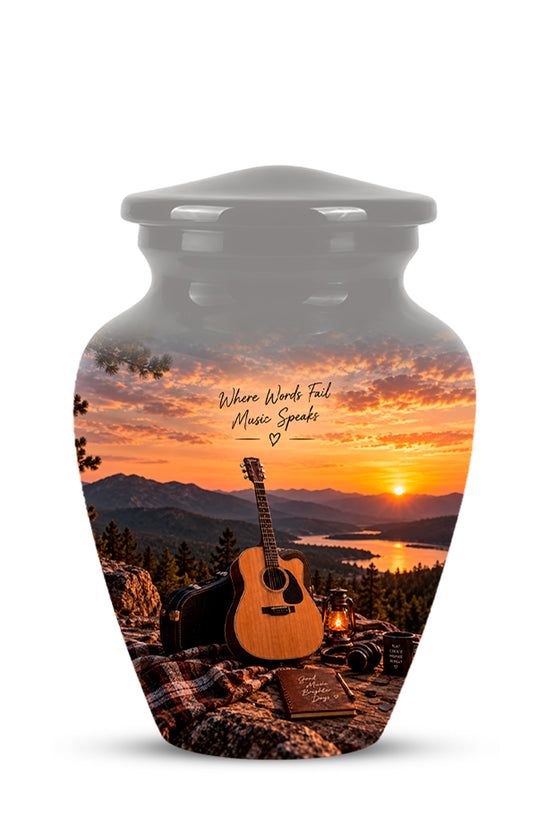 Guitar Quotes Cremation Urn For Ashes - Sunset Landscape Ashes Container