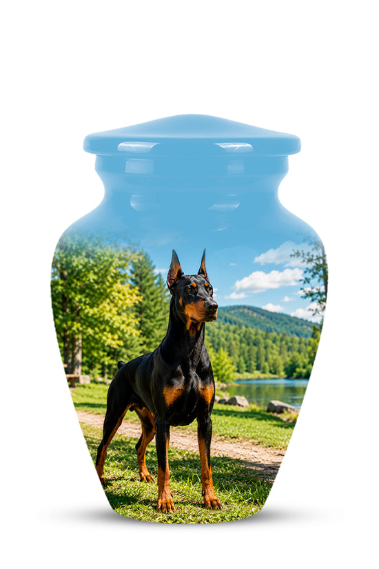 Custom Doberman Pinscher Memorial Urn – Elegant Aluminum Tribute For Ashes