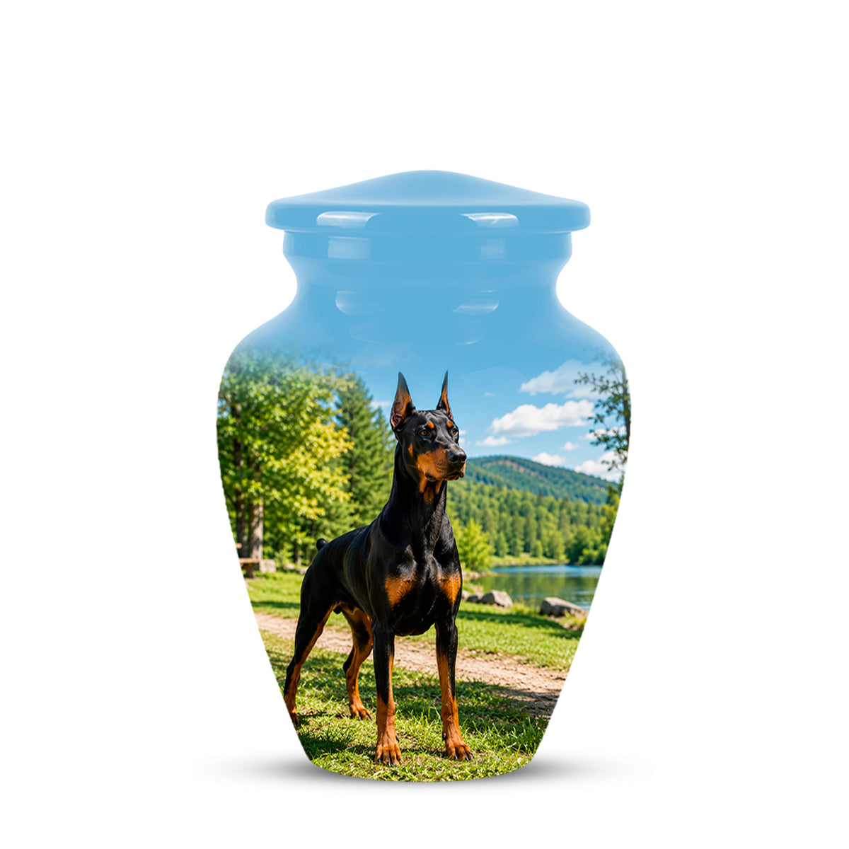 Custom Doberman Pinscher Memorial Urn – Elegant Aluminum Tribute For Ashes