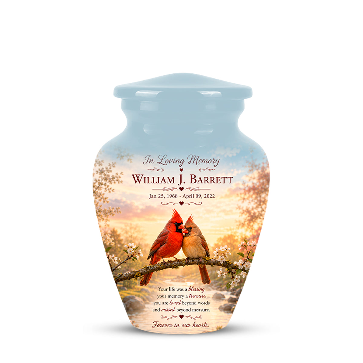 Cardinal Bird Pair Themed Cremation Urn - Bird Memorial Urn For Lovers