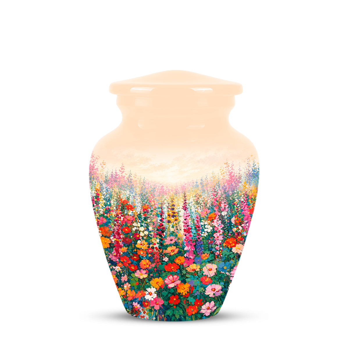 Beautiful Flowers Cremation Urn For Ashes - Aluminum Floral Garden Keepsake