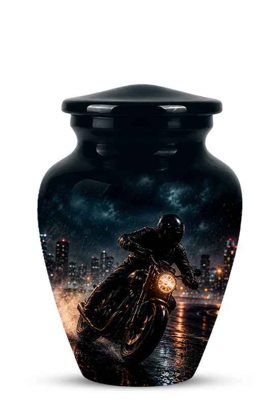 Personalized Biker Cremation Urn – Motorcycle Rider Memorial Tribute