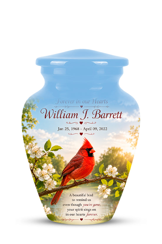 Red Cardinal Bird Urn For Mother - Cremation Urn For Adult Women Ashes