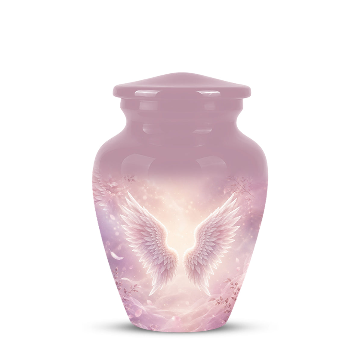 Pink Angle Wings Cremation Urn - Personalized Aluminum Funeral Urns For Mom