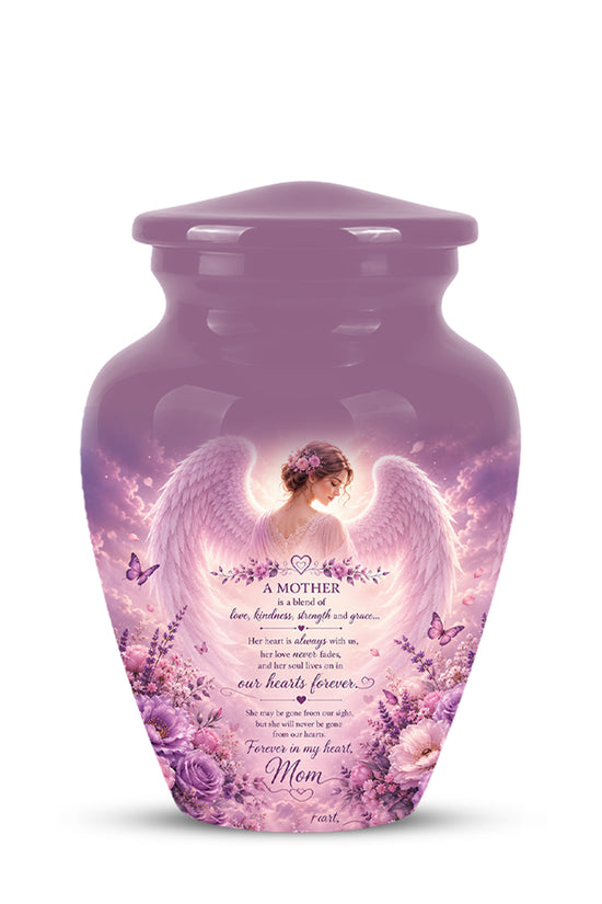Pink Angel Mom Wings Cremation Urn - Custom Quotes Funeral Urns For Mom