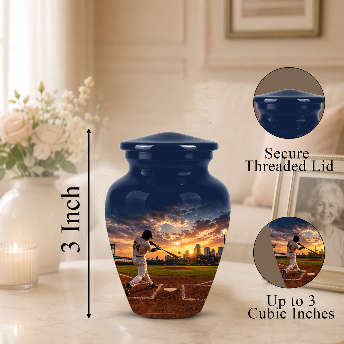 Personalized Baseball Hitter Cremation Urn - Handcrafted Urn For Athletes Ashes