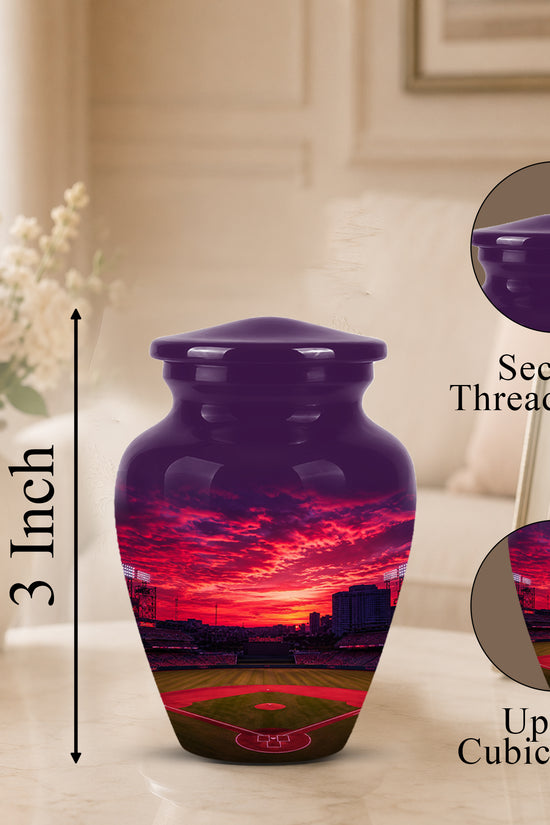 Sunset Baseball Ground Funeral Urn - Custom Burial Urns For Athletes Ashes