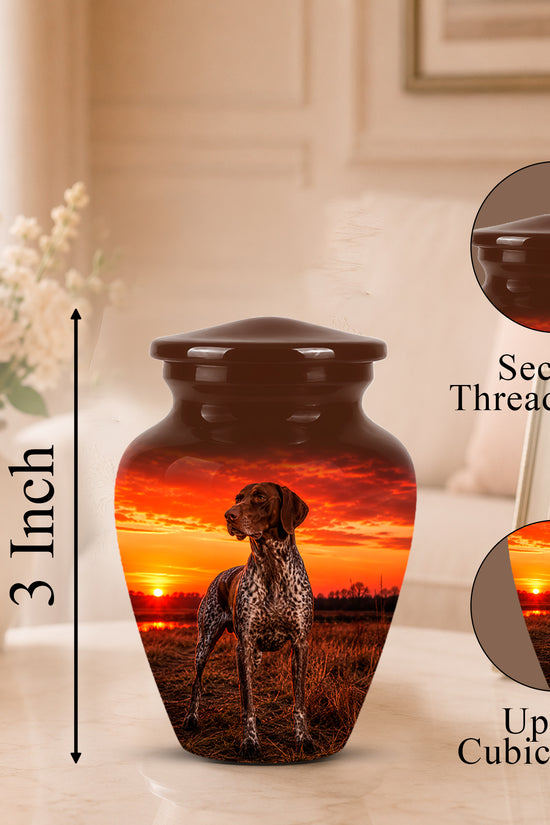 German Shorthaired Pointer Dog Cremation Urn - Sunset Pet Aluminum Urn