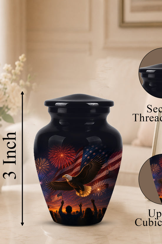 American Flag With Eagle Cremation Urn - Custom Patriotic Urns For Ashes