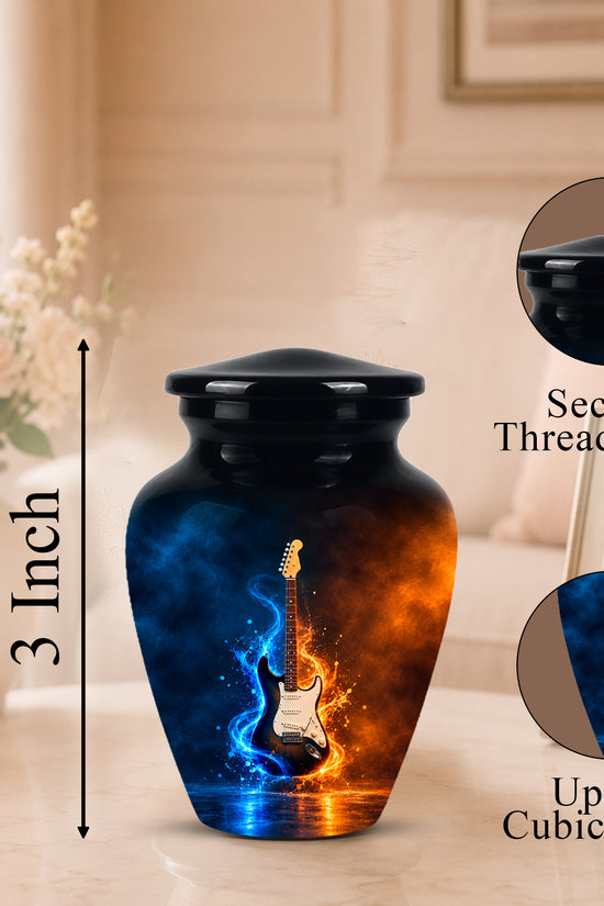 Surreal Guitar in a Glass Jar – Artistic Music-Inspired Artwork Urns For Ashes