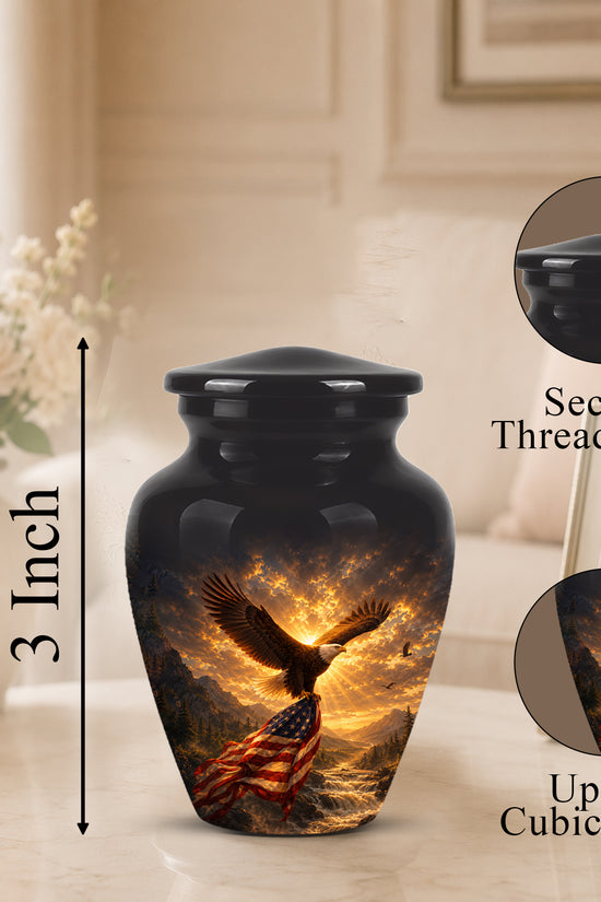 Honor & Freedom Eagle Cremation Urn - Aluminum Tribute Memorial Urns For Ashes
