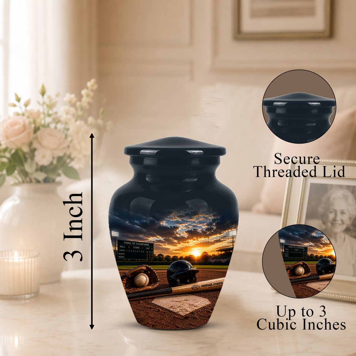 Personalized Baseball Bat & Accessories Urn - Sunset Funeral Urns For Ashes