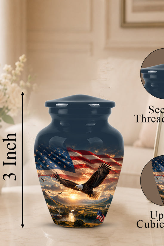 Personalized Flying Eagle Memorial Urn - Patriotic Aluminum Urns For Veterans