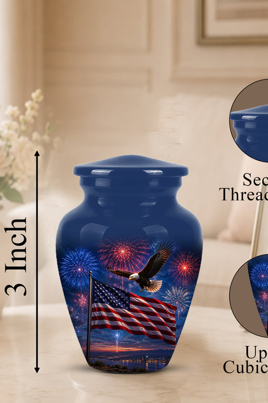 Brown Flying Eagle Cremation Urn - Handcrafted Memorial Urn To Tribute Veterans