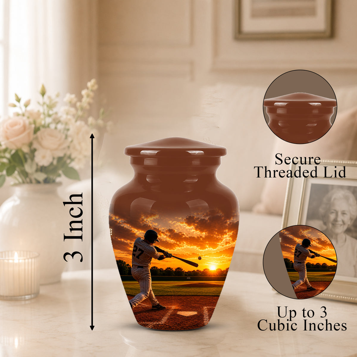 Personalized Baseball Hitters Cremation Urn - Handcrafted Memorial Urns For Ashes