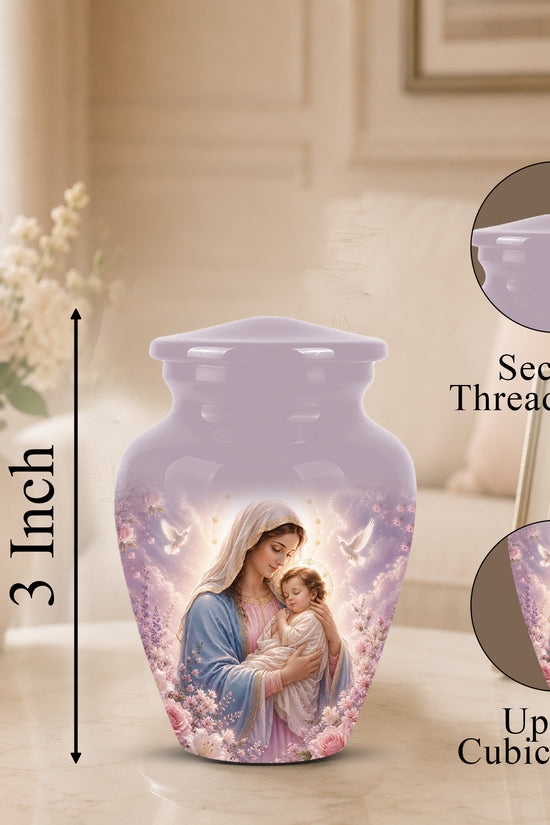 Heavenly Angel Mom With Child Urn - Purple Aluminum Urn For Women Ashes