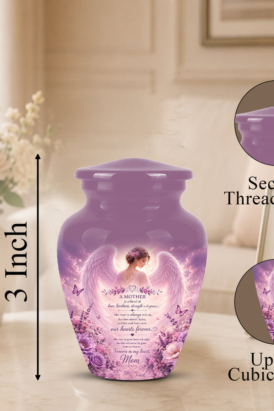 Pink Angel Mom Wings Cremation Urn - Custom Quotes Funeral Urns For Mom