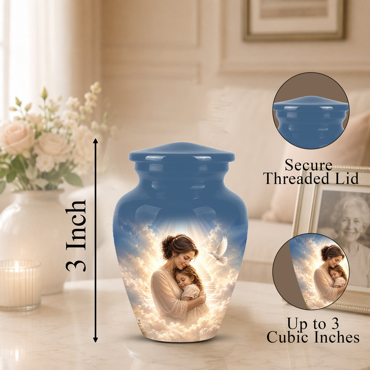 Heavenly Mom With Daughter Urn - Beautifully Customized Urns For Women